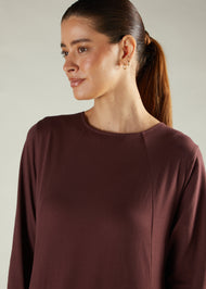 High Neck Abaya Brown