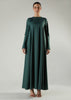 Crochet Flare Abaya Green