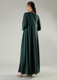 Crochet Flare Abaya Green