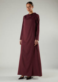 Cowl Neck Abaya Plum