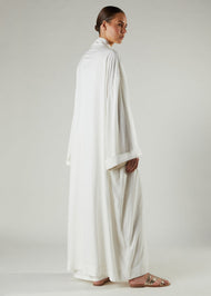 Open Abaya Milky White