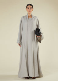 Cotton Open Abaya Grey