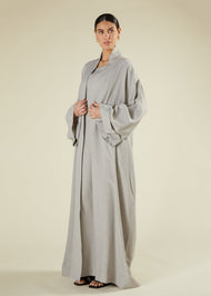 Cotton Open Abaya Grey
