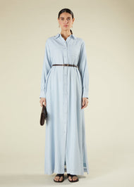Sky Blue Cotton Maxi Shirt