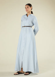 Blue Cotton Maxi Shirt