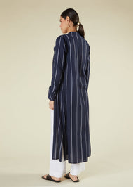 Pinstripe Maxi Shirt Navy