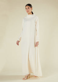 Creamy Cowl Neck Abaya
